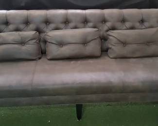 Grey ButtonTufted Armless Sofa with Pillows