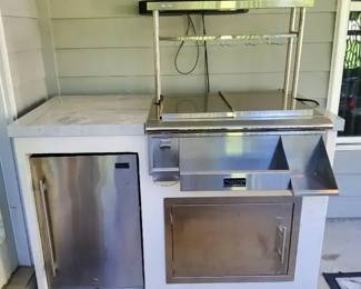 Outdoor Bar Kitchen Set with Mini Fridge  Lights