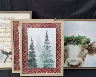 Holiday Wall Art with Cow, Trees  Hymn