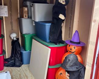lots of Halloween and Christmas decorations