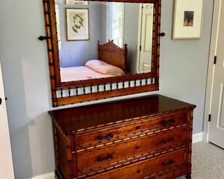 Antique 19th Century Bed, Chest of Drawers and Mirror. Just Gorgeous