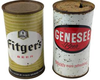 Genesee Fitgers 2 Steel Flat Top Beer Cans