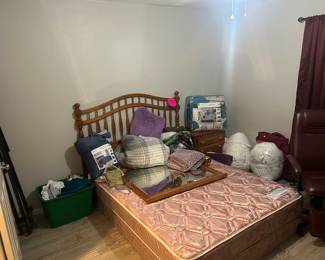 Qn bedroom set - Headboard, frame, mattress/ box springs, chest of drawers, dresser with mirror 