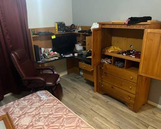 Corner desk, desk chair,  chest for bed set,