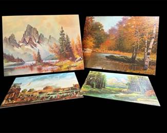 4 Vtg Lithograph Prints Of Landscapes
