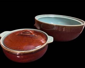 Country Fare Stoneware Pottery Unknown Both With Robins Egg Blue Interior