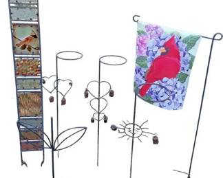 Decorative Metal Plant Holders And Bird Decor