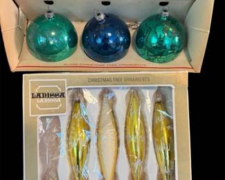 Vintage Teardrop Lanissa Ornaments 4 And Green And Blue Sears Ornaments