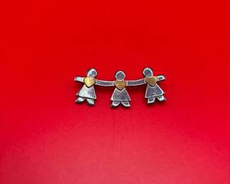 Vintage Sterling Silver Unity Togetherness Brooch