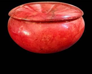 Vtg Italian Carved Alabaster Trinket Box
