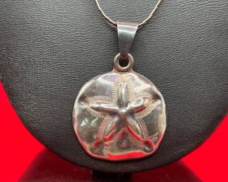 24 Inch Sterling Silver Sand Dollar Pendant Necklace
