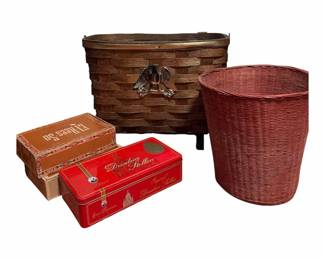 Vintage Baskets, Cigar Boxes, More