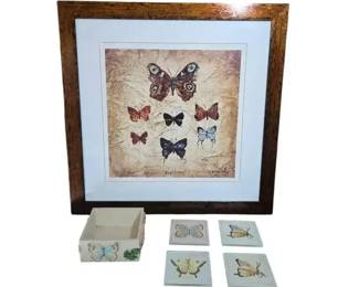 Vintage Butterfly Themed Home Decor Set