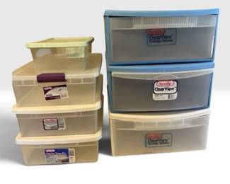 Seven Plastic Storage Container Mystery Lot