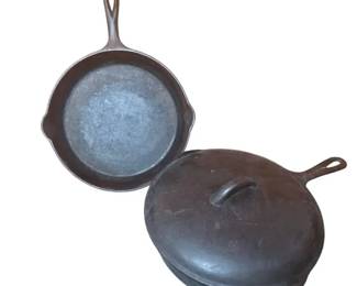 Vintage Vintage Cast Iron Cookware Lot Skillet Deep Skillet with Basting Lid