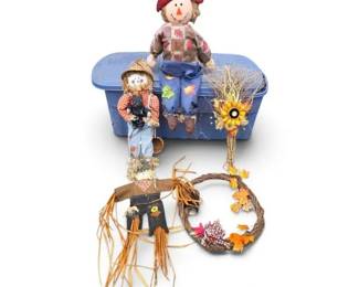 Lot of 3 Decorative Fall Scarecrows Autumn Accent Pieces