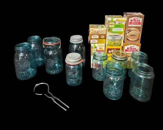 Vintage Aqua Blue Ball Mason Jars And Extra Lids