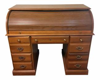 Vintage Wooden Roll Top Desk