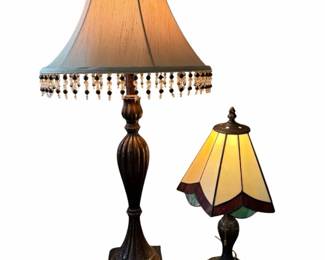 Vtg Tiffany Style Accent Lamp Bronze Lamp