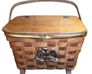 Vintage Basketville Vermont American Eagle Woven Picnic Basket
