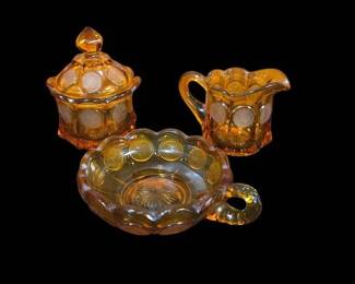 Vintage Fostoria Coin Pattern Amber Glass