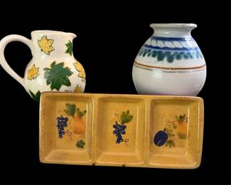 Vtg Ceramic Vase, Pitcher Serving Dish