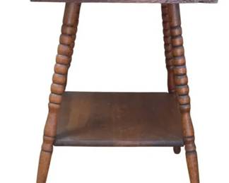 Antique Victorian 2Tier Oak Parlor Table Bobbin Spindle Legs Project Piece
