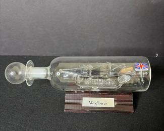 Vintage Mayflower Glass Ship in a Bottle - Made in England