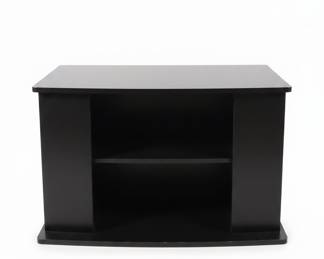 Black Laminate Media Console with Wrought Iron Candle Holder