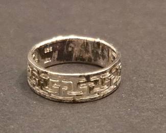 Sterling Silver Greek Key Band Ring with LGF Maker's Mark