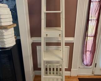 White Ladder Bookcase with Drawer