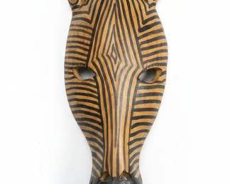 Hand-Carved Wooden Zebra Wall Mask