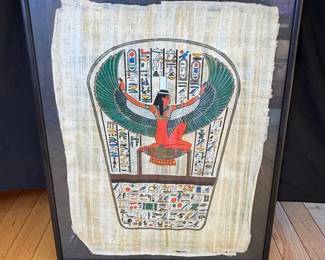 Egyptian Papyrus Painting of Goddess Isis