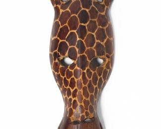Hand-Carved Wooden Giraffe Mask, Made in Kenya