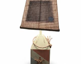Coastal Buoy Style Table Lamp with Starfish Accent