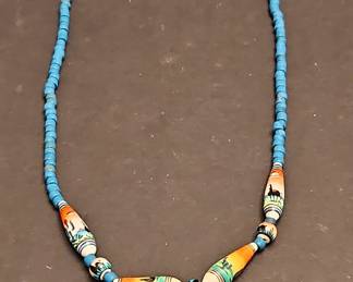 Southwestern Style Painted Ceramic Bead Necklace