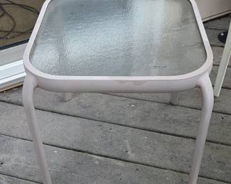 Modern Outdoor Side Table with Tempered Glass Top
