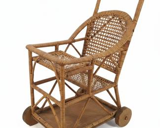 Vintage Wicker Doll Stroller