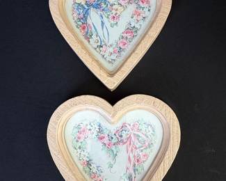 Vintage Homco Floral Heart Wall Plaques by Barbara Mock