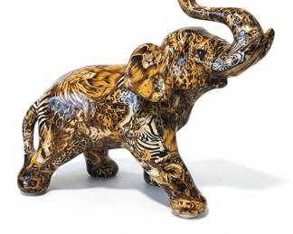 La Vie Safari Patchwork Elephant Figurine