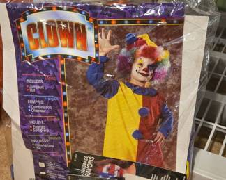 Vintage Children's Clown Costume with Makeup Kit