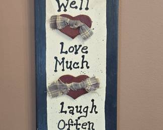 Live Well Love Much Laugh Often Wooden Wall Sign