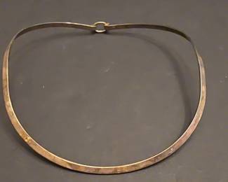 Mid-Century Modernist Sterling Silver Torque Collar Necklace
