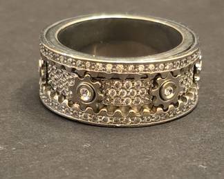 Steampunk Gear Spinner Ring with Cubic Zirconia