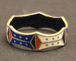 Chinese Cloisonné Enamel Band Ring