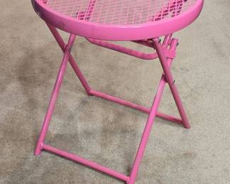 Pink Metal Mesh Folding Side Table