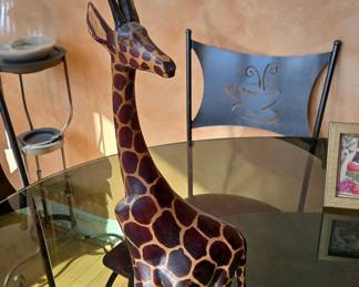 Hand-Carved Wooden Giraffe Sculpture - Kenya