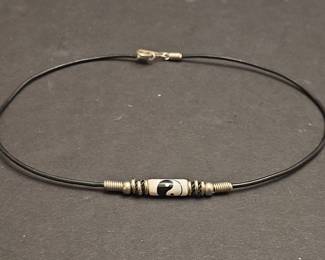 Yin Yang Bead Cord Choker Necklace