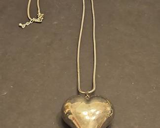 Silver Plated Puffy Heart Pendant Necklace
