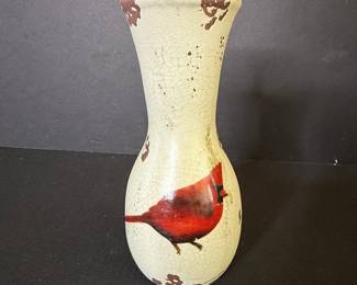 Cardinal Motif Ceramic Vase